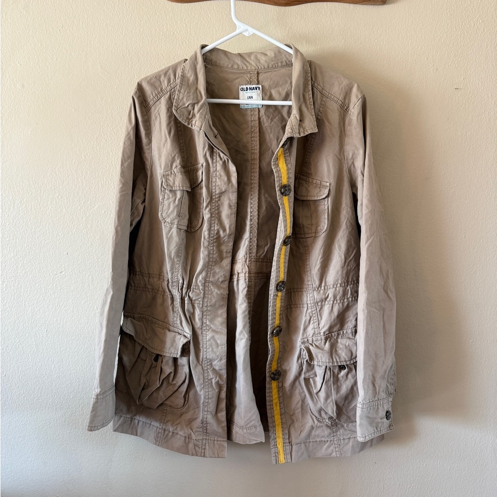 Old Navy Tan and Yellow Utility Khaki Cargo Jacket size L
